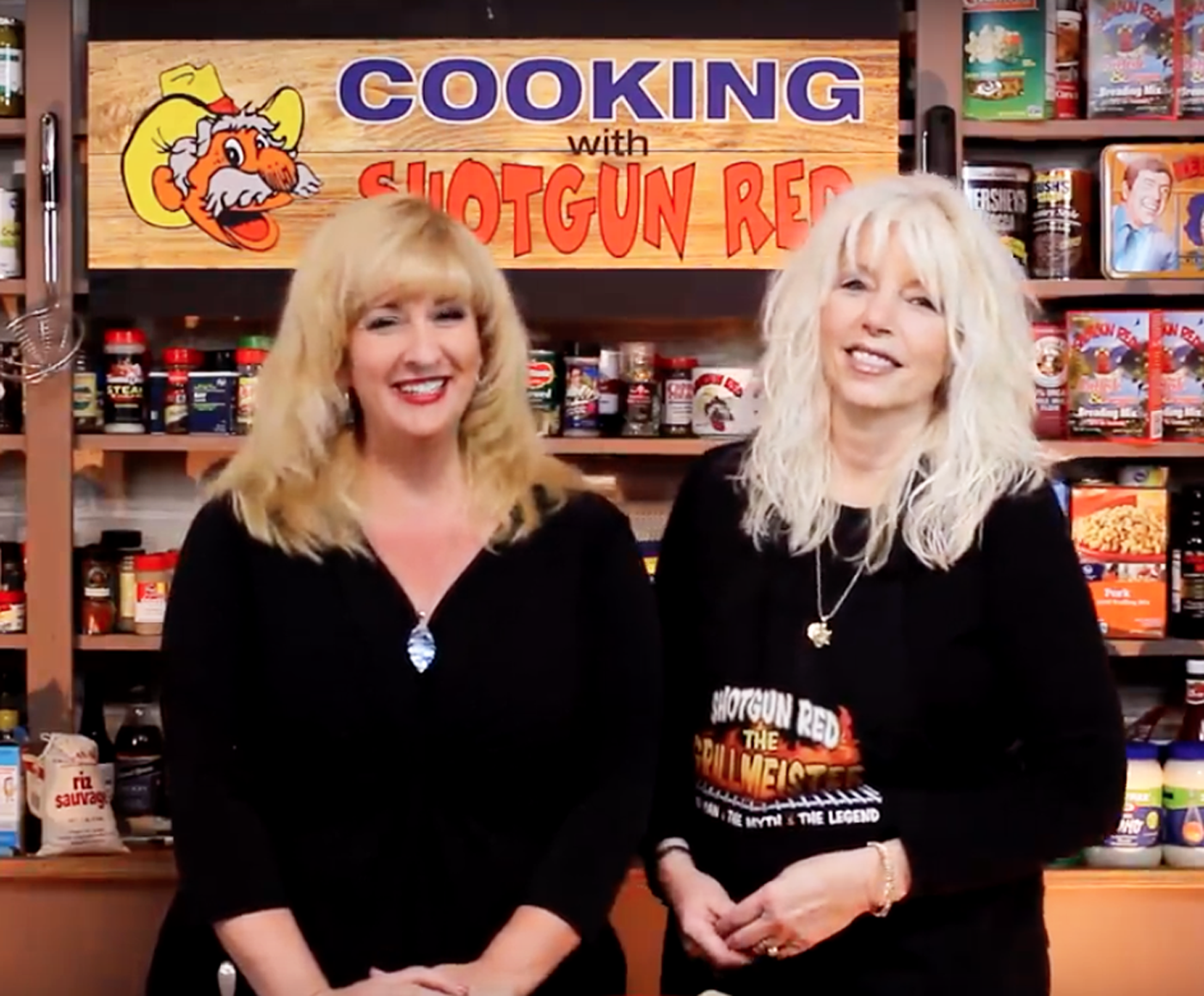 Jennifer Bruce and Miss Sheila Cooking with Shotgun Red