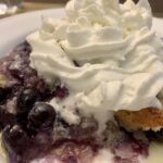 Blueberry Cobbler with pineapple on a plate
