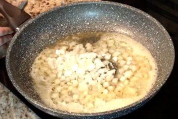 Saute onions in butter and olive oil