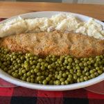 Baked Salmon Loaf with Mashed Potatoes and Peas