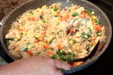 Add Mixed Veggies to Rice and Chicken