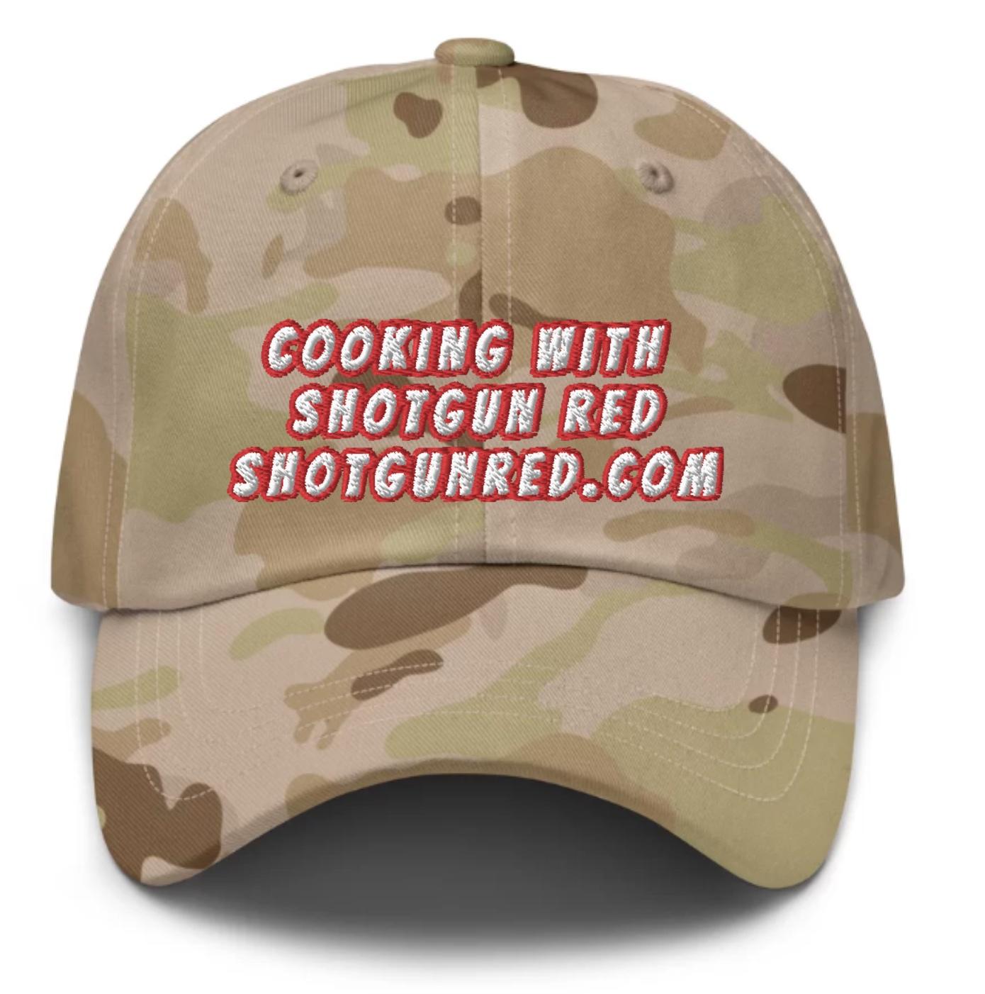 Cooking with Shotgun Red Multi Camo Dad Hat
