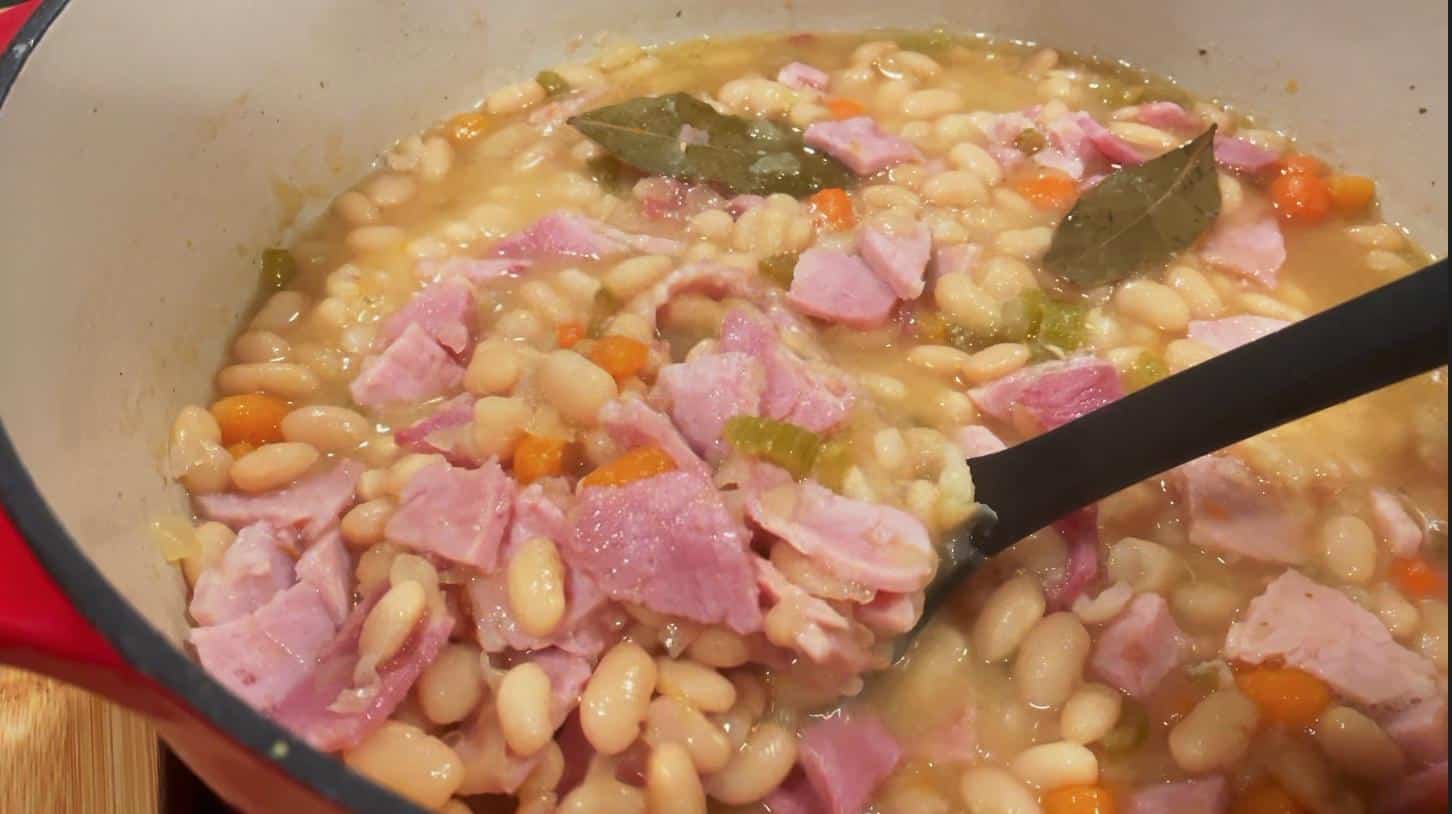 Great Northern Beans and Ham in a Dutch Oven
